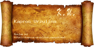 Kapros Urzulina névjegykártya